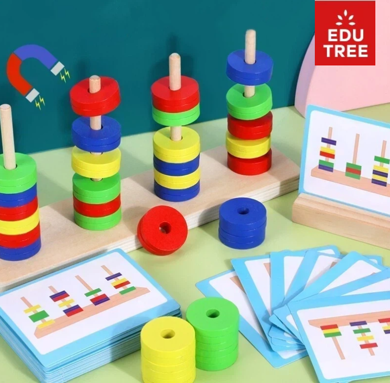 Magnetic Montessori Sorting Toy – Wooden Magnetic Stacking & Logic Learning Set