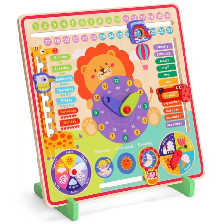 Wooden Calendar & Clock Learning Board