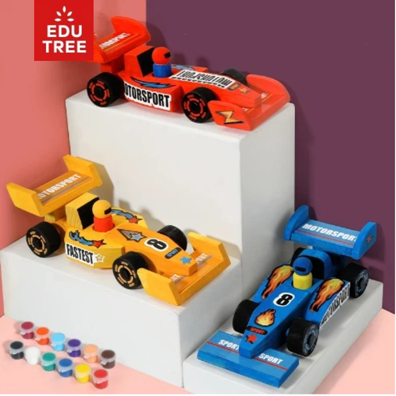 ⭐ DIY Wooden Racing Car Craft Kit – Paint & Assemble