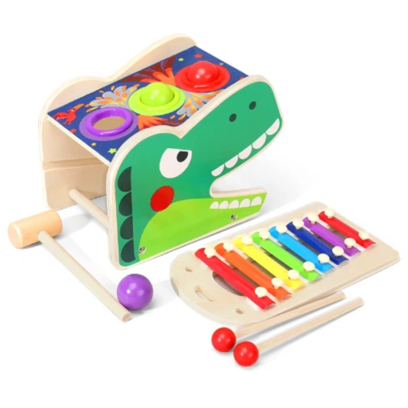 Multi-Function Wooden Dinosaur Music Toy