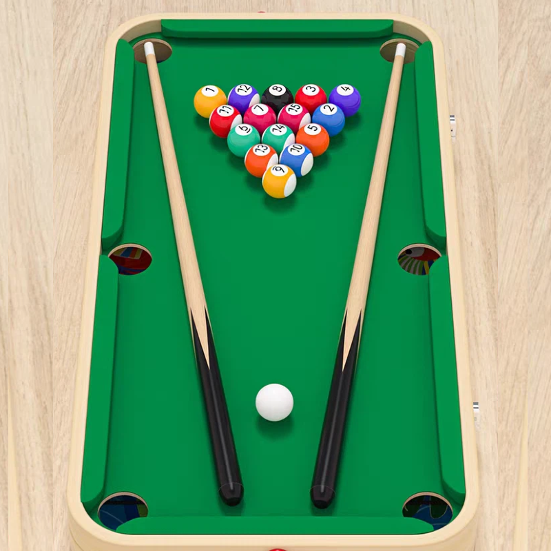 6-in-1 Wooden Tabletop Game Set with Billiards, Traffic Game, Battle Game, Curling, Pinball and Shuffleboard