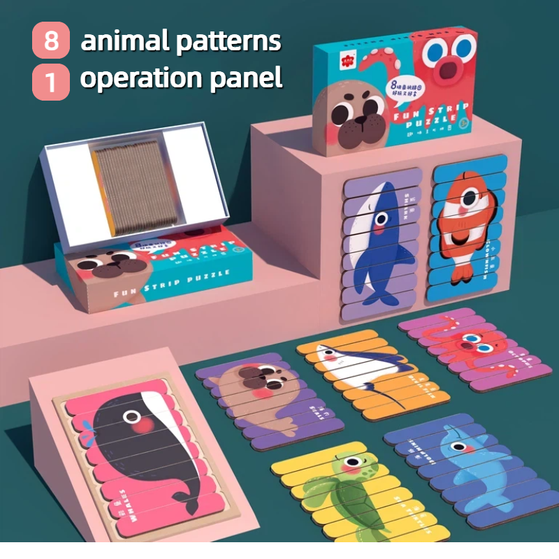 Wooden Animal Strip Puzzle Set
