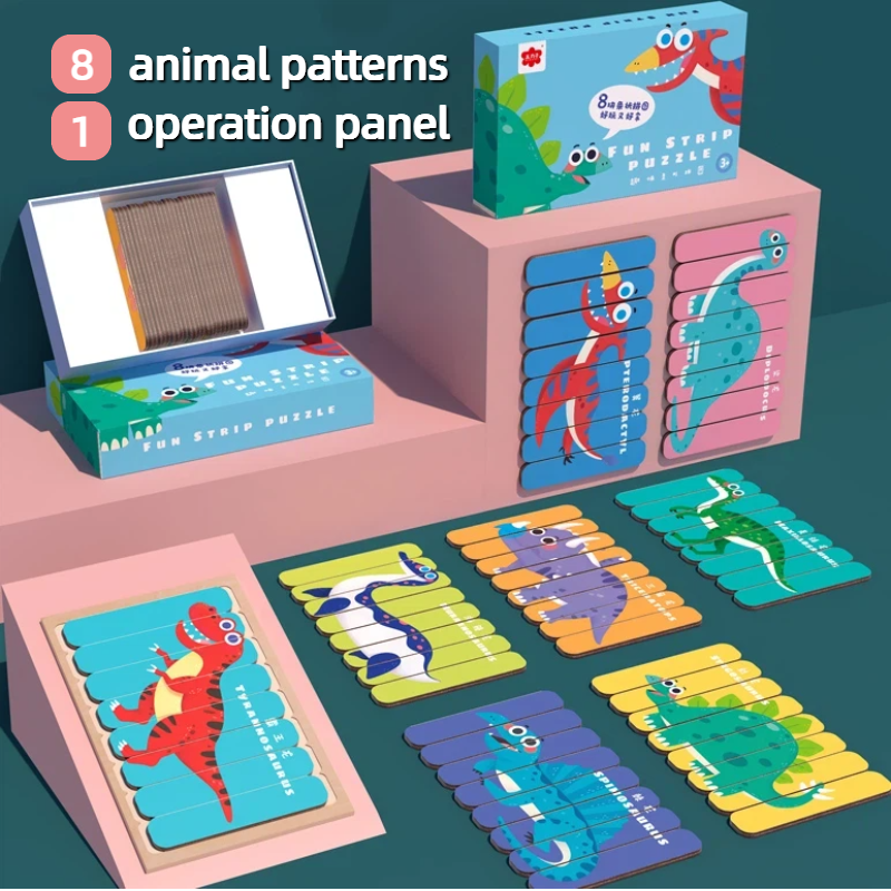 Wooden Animal Strip Puzzle Set
