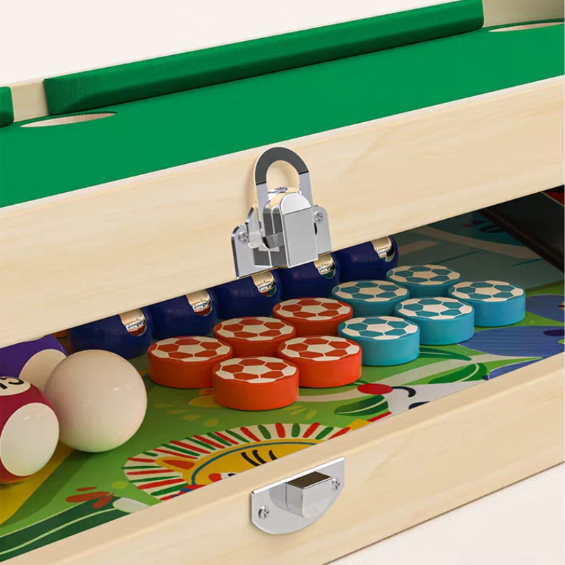 6-in-1 Wooden Tabletop Game Set with Billiards, Traffic Game, Battle Game, Curling, Pinball and Shuffleboard