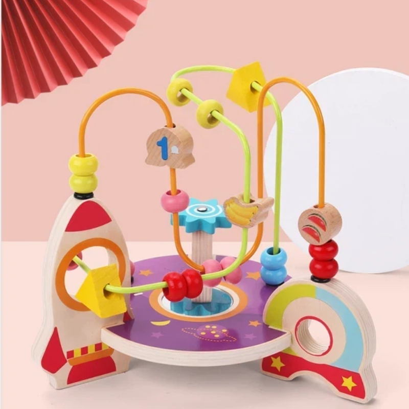 Space-Themed Wooden Bead Maze