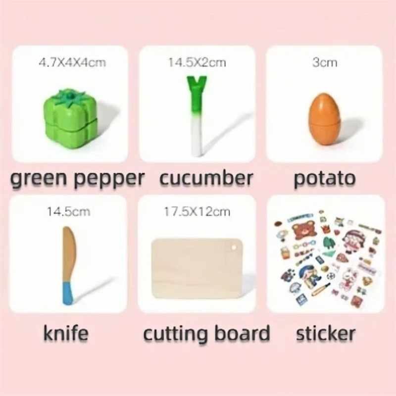 Montessori Wooden Cutting Vegetables Toy Set with Storage Box