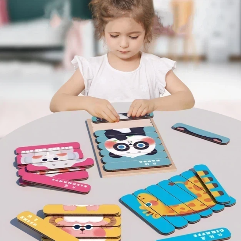 Wooden Animal Strip Puzzle Set