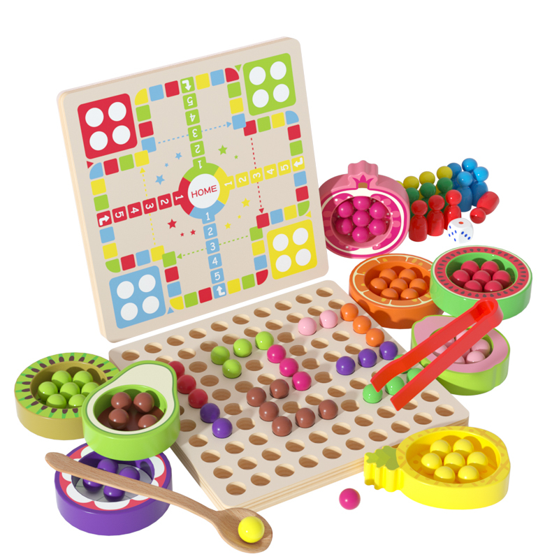 Wooden Color Sorting & Board Game Set | Montessori Fine Motor Skill Toy for Wholesale & OEM