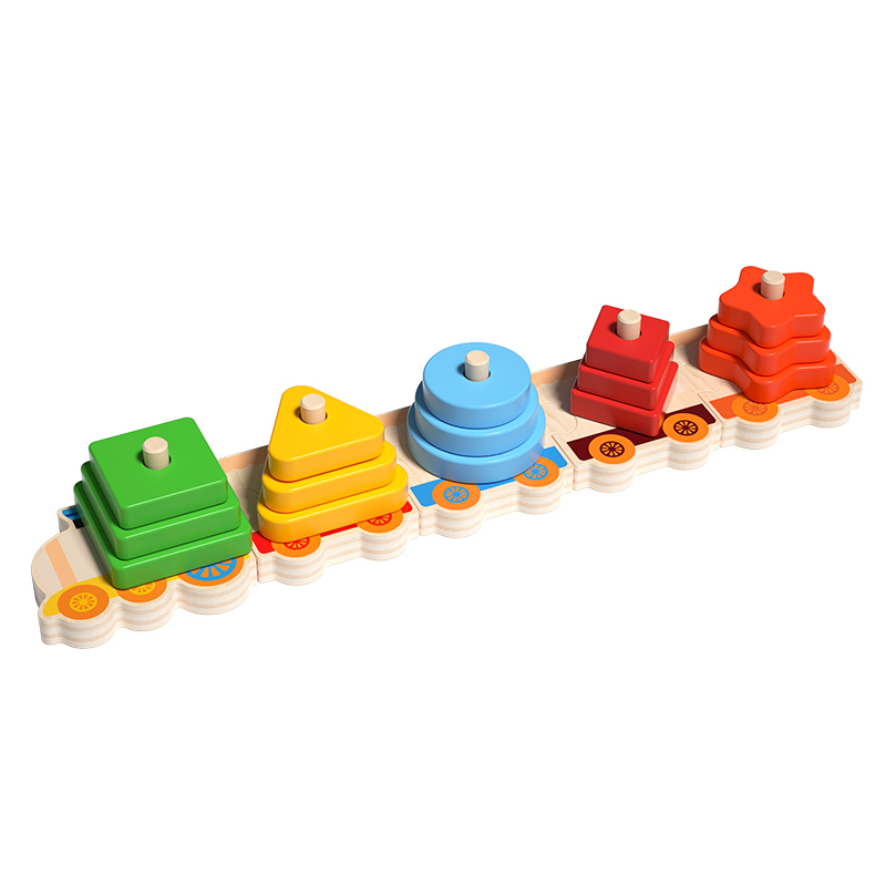 Montessori Wooden Shape Stacking Train | Educational Wooden Toy for Toddlers | Wholesale Preschool Learning Toy