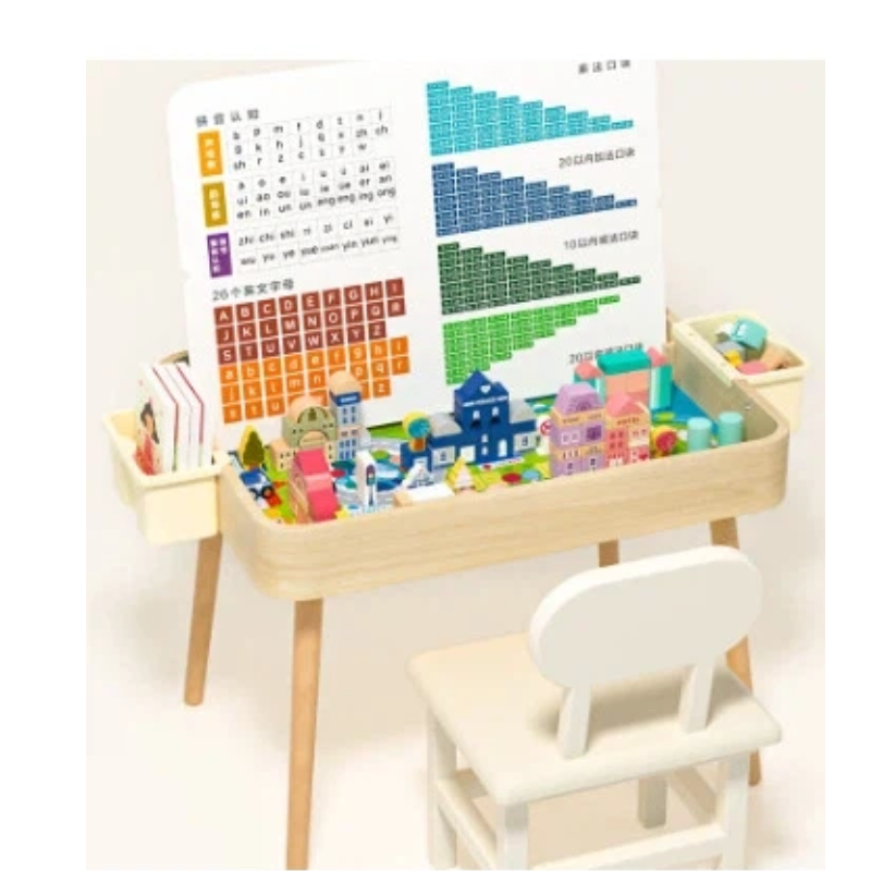 Multifunctional Wooden Building Block Table Set for Kids | Learning & Play Desk | OEM/ODM Educational Toy Supplier