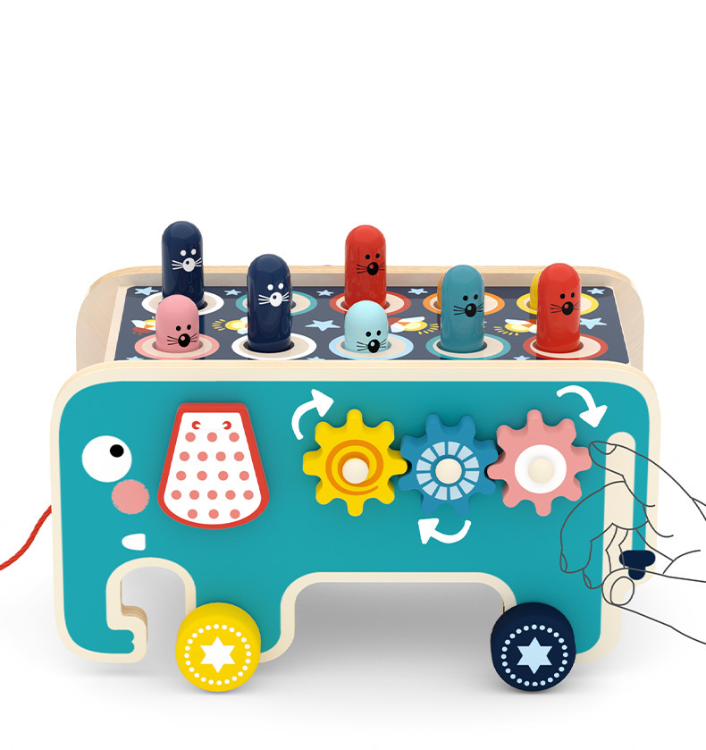 Elephant Whack-a-Mole & Xylophone Wooden Toy Set