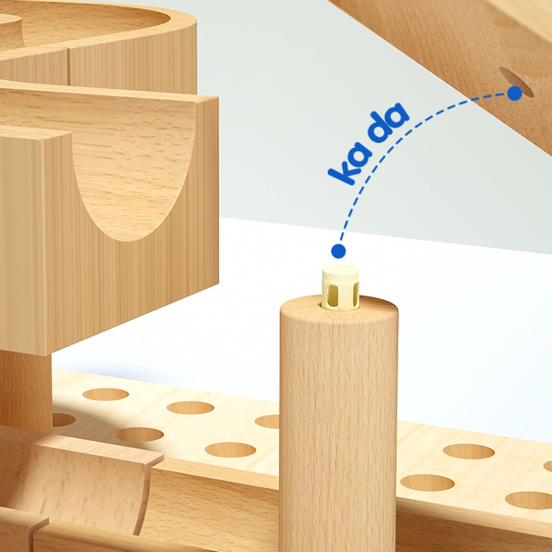 Wooden Marble Run Track Set
