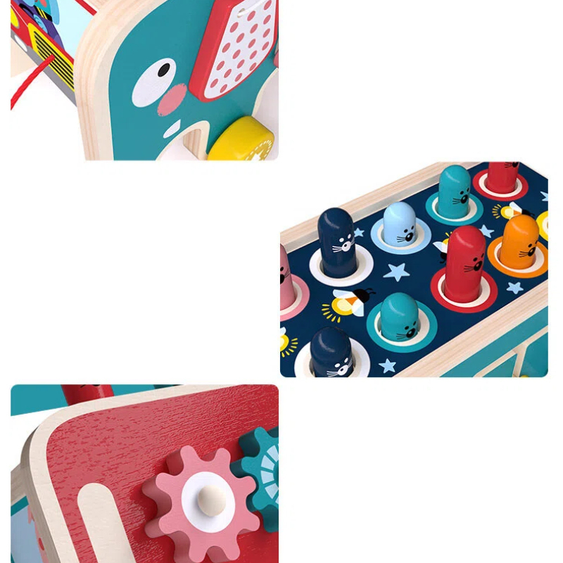 Elephant Whack-a-Mole & Xylophone Wooden Toy Set
