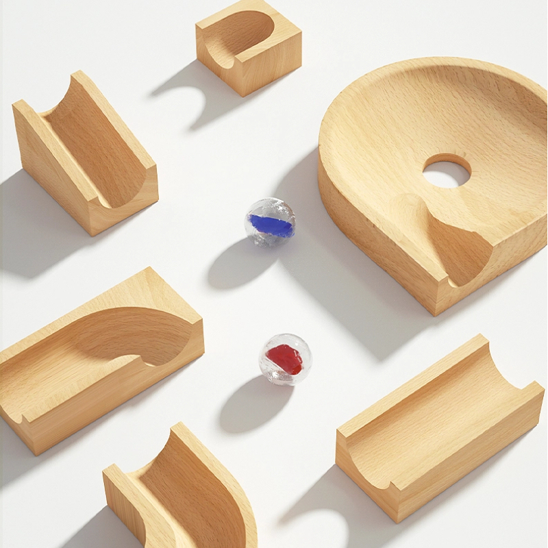 Wooden Marble Run Track Set