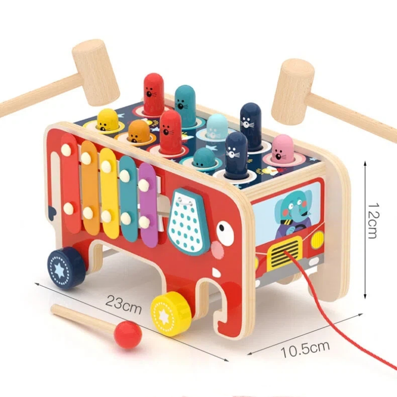 Elephant Whack-a-Mole & Xylophone Wooden Toy Set