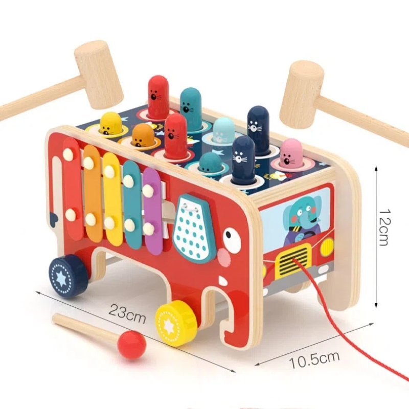 Elephant Whack-a-Mole & Xylophone Wooden Toy Set