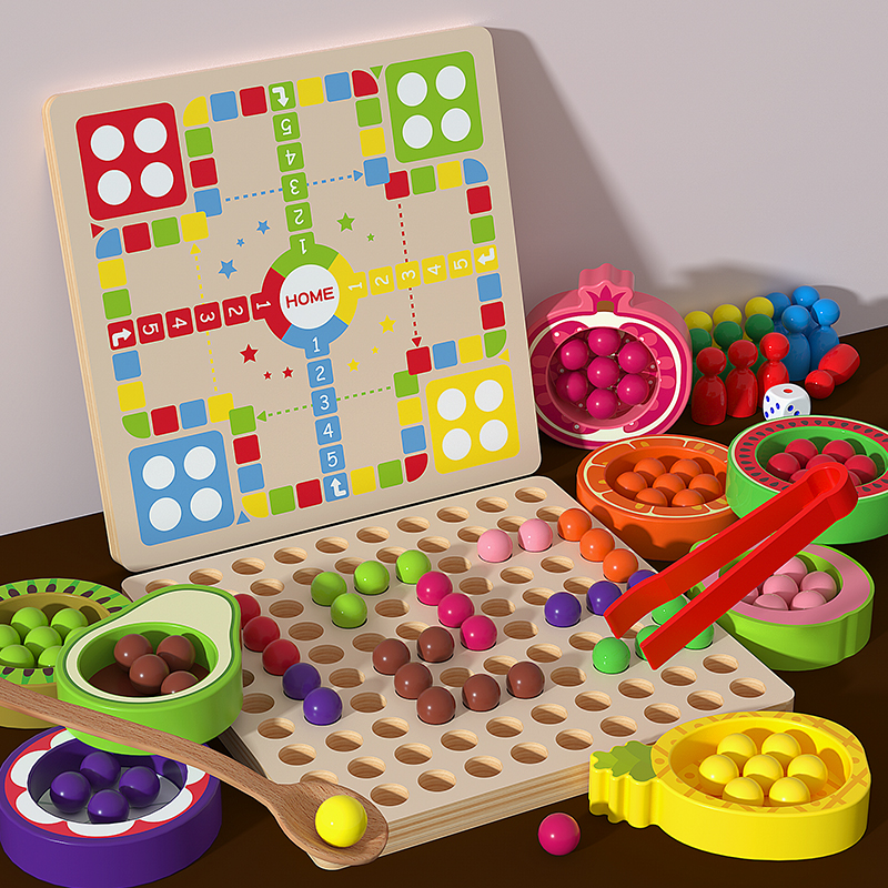 Wooden Color Sorting & Board Game Set | Montessori Fine Motor Skill Toy for Wholesale & OEM