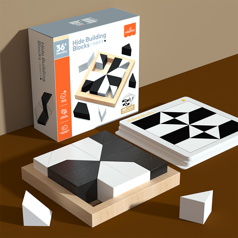 Wooden Logic Puzzle “Hide Building Blocks” | Montessori Brain Training Toy for Wholesale & OEM