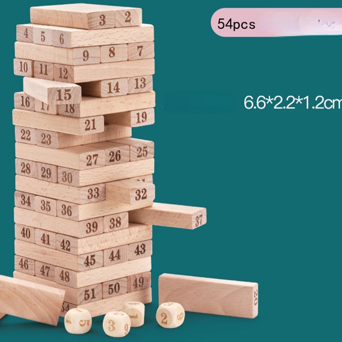 Digital stacking games, 54 pieces, suitable for children aged 1 to 5 years.
