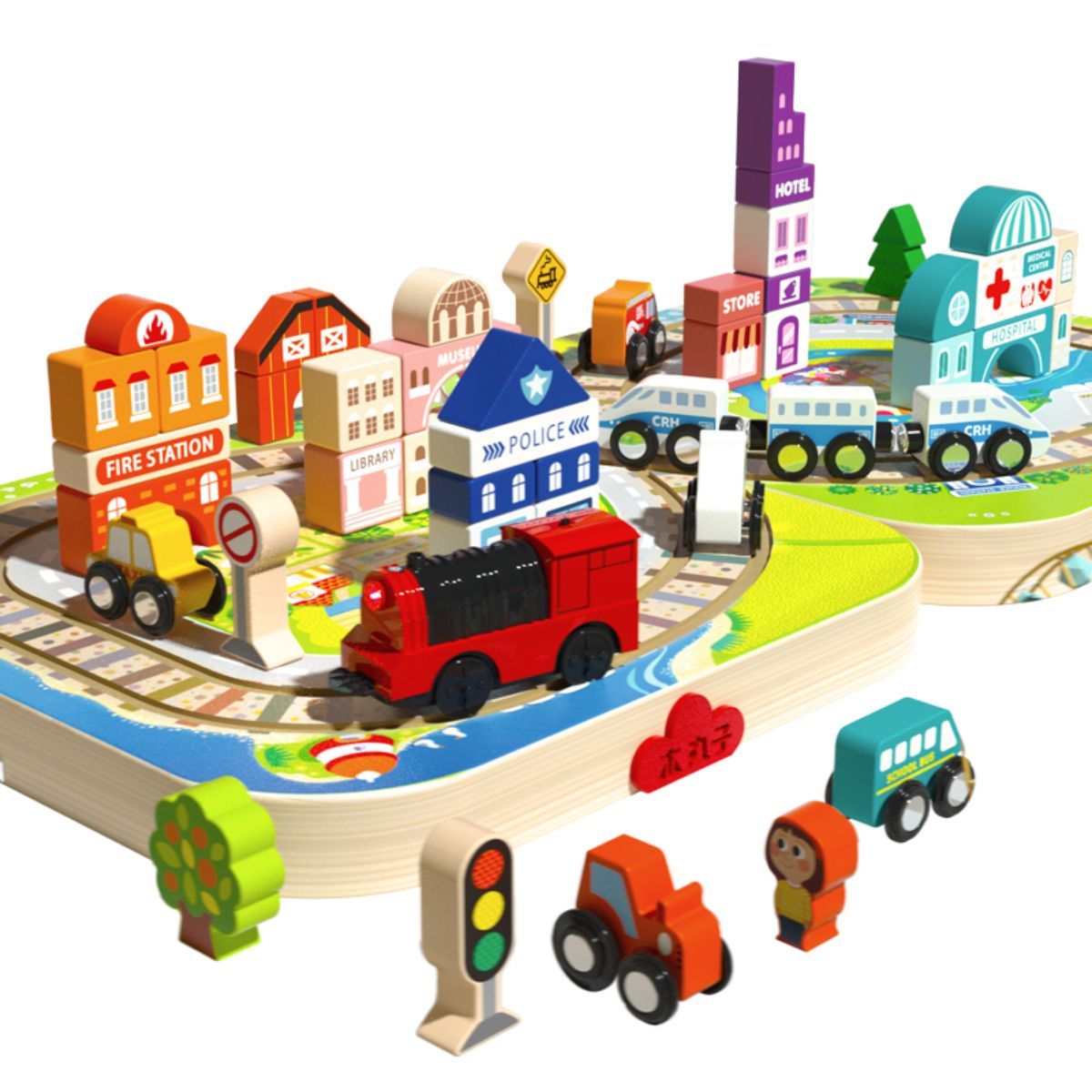 Educational city transport blocks toy.