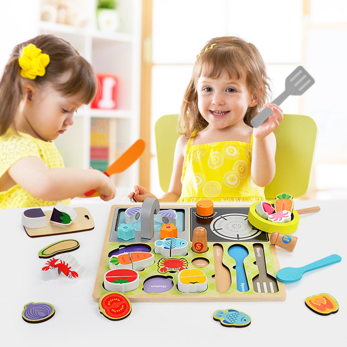 Role-play kitchen toy set.