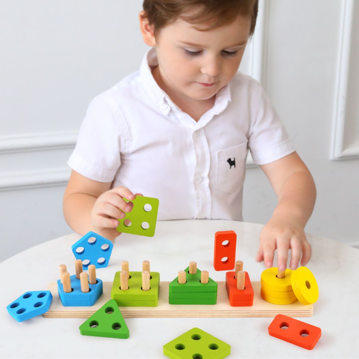 Wooden shape sorter.