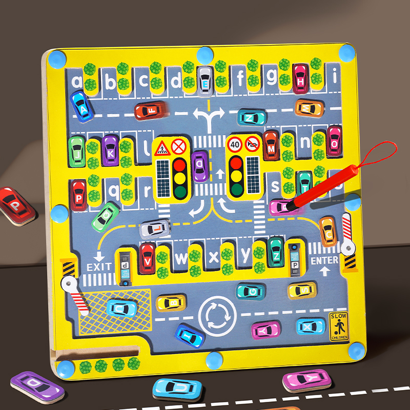 Educational Wooden Letter Matching Magnetic Maze Toy