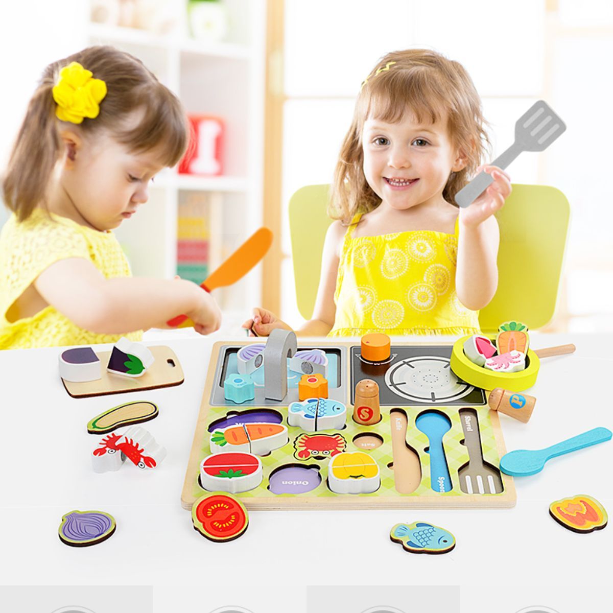 Role-play kitchen toy set.