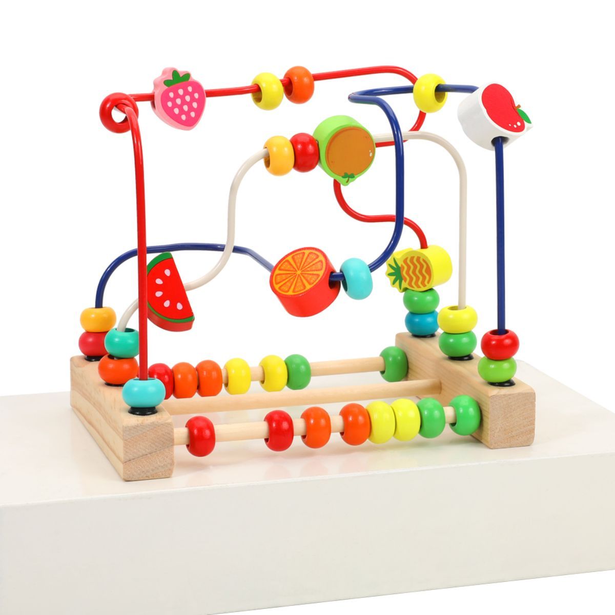 Maze bead game, colorful wooden circular game suitable for children, maze bead education game, children's activity cube, sensory education game