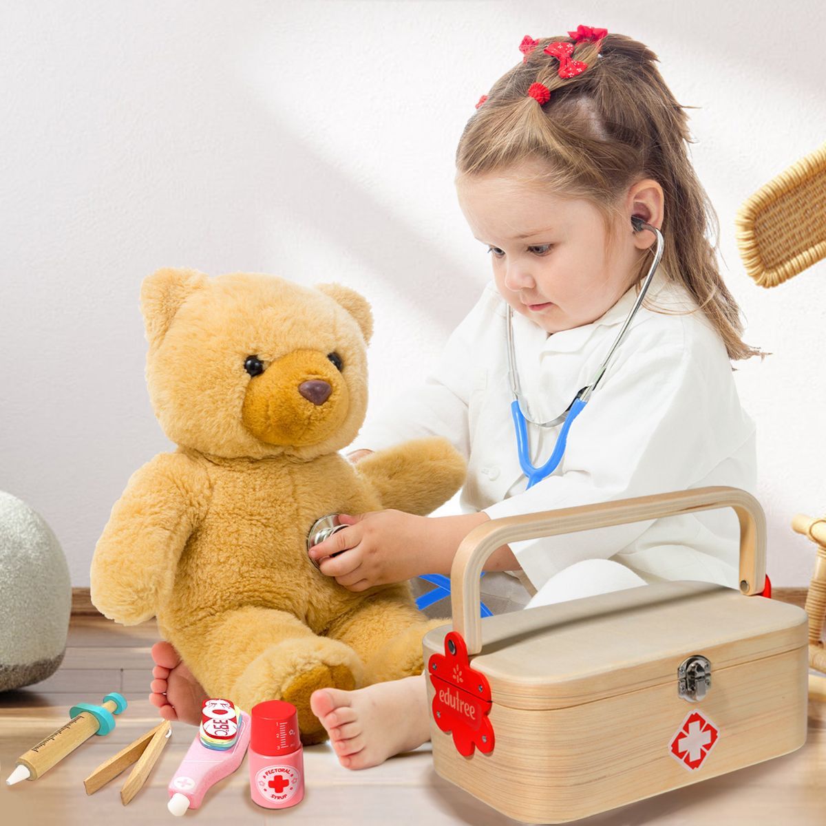 Role-play doctor toy set.