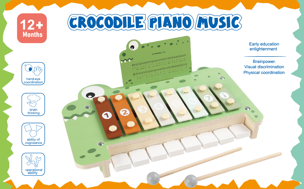 Montessori Wooden Crocodile Xylophone Toy