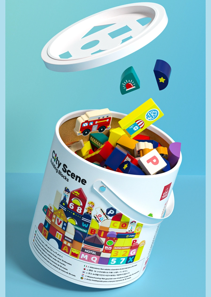 100-Piece Wooden City Scene Building Blocks | Educational Montessori Construction Toy Set for Wholesale & OEM