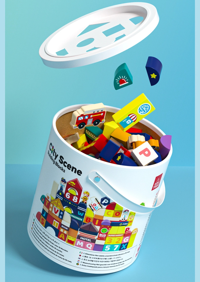 100-Piece Wooden City Scene Building Blocks | Educational Montessori Construction Toy Set for Wholesale & OEM