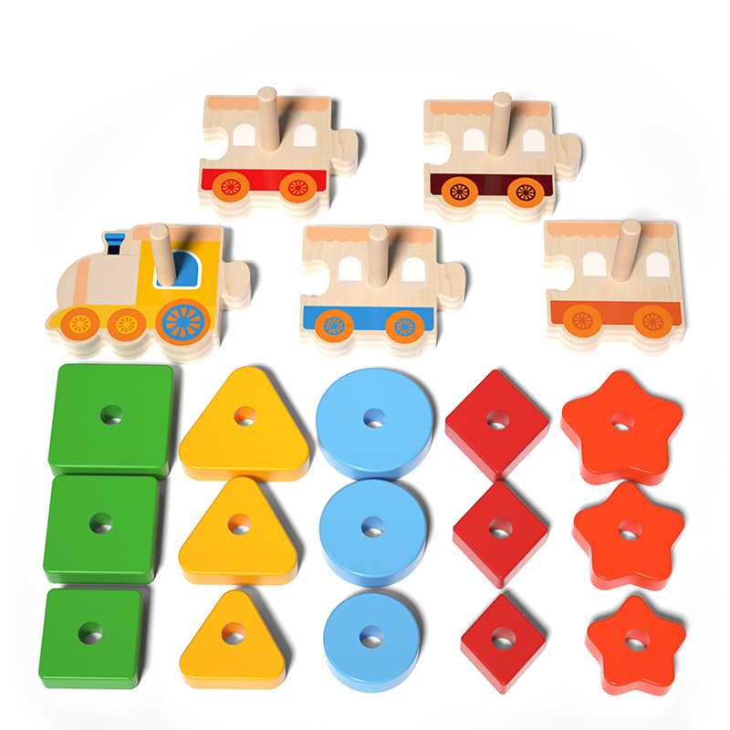 Montessori Wooden Shape Stacking Train | Educational Wooden Toy for Toddlers | Wholesale Preschool Learning Toy
