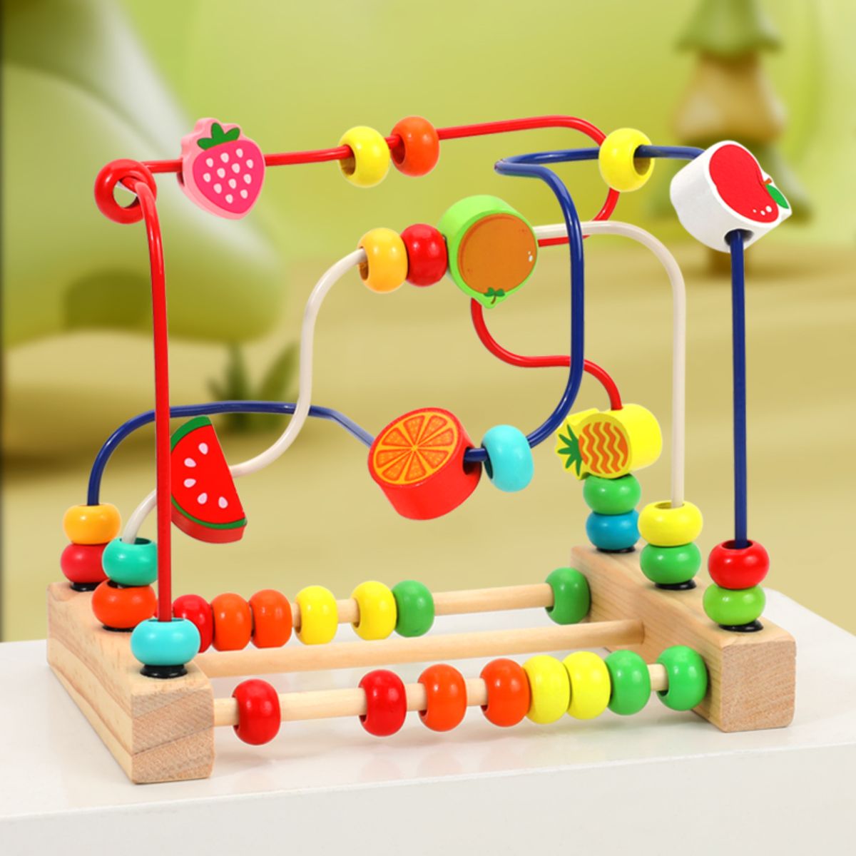 Maze bead game, colorful wooden circular game suitable for children, maze bead education game, children's activity cube, sensory education game