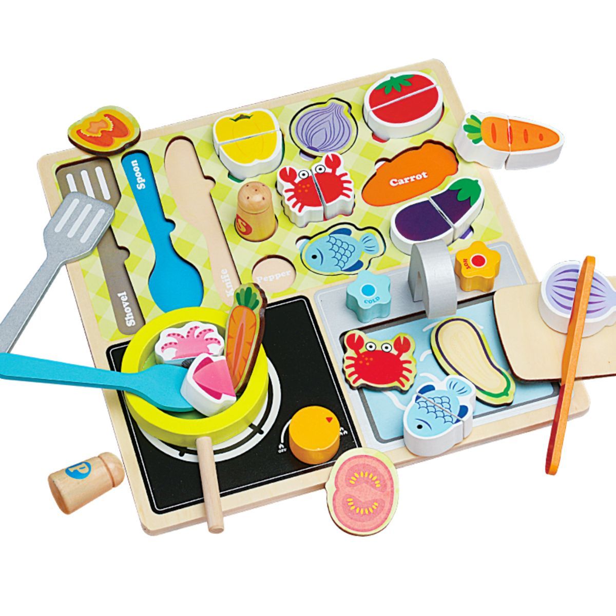 Role-play kitchen toy set.