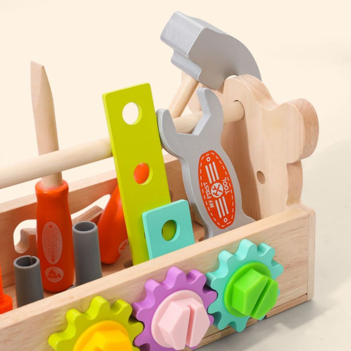 Multi functional toolbox suitable for children aged 3 to 6