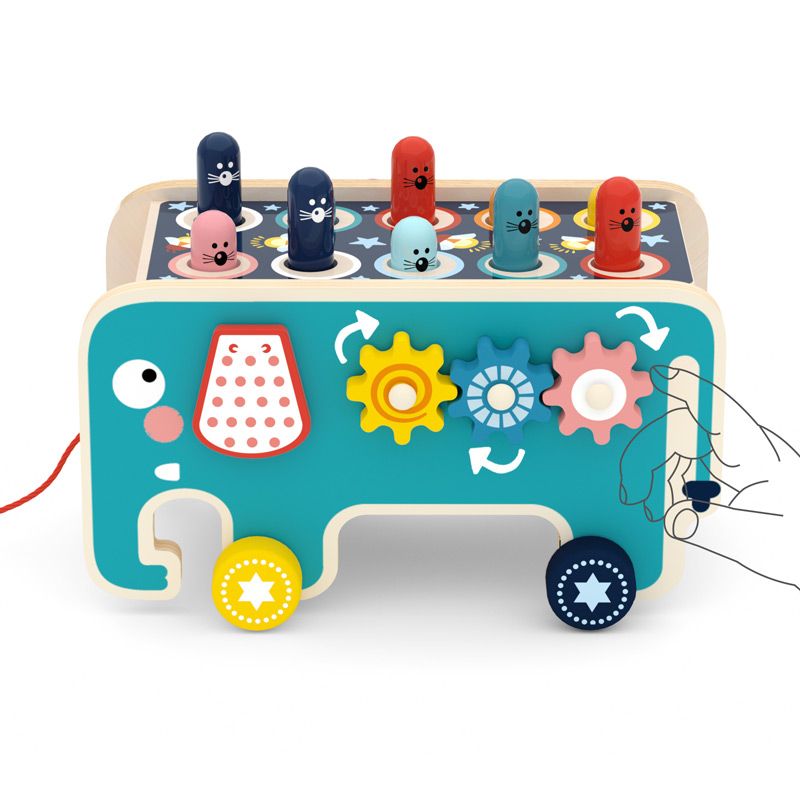 Elephant Whack-a-Mole & Xylophone Wooden Toy Set