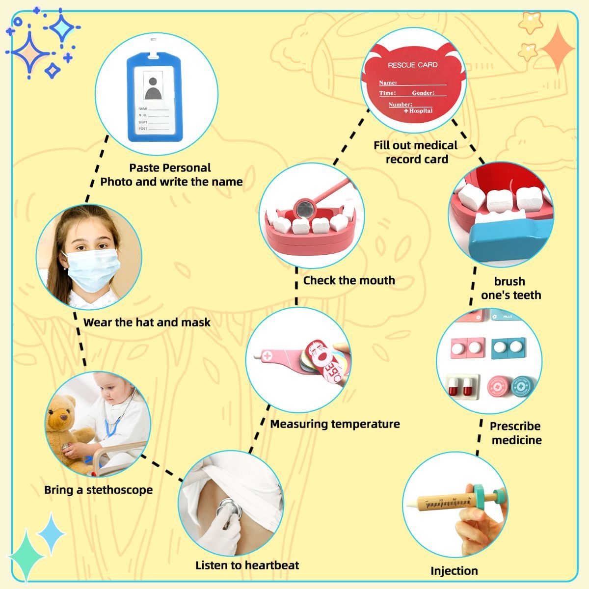 Role-play doctor toy set.