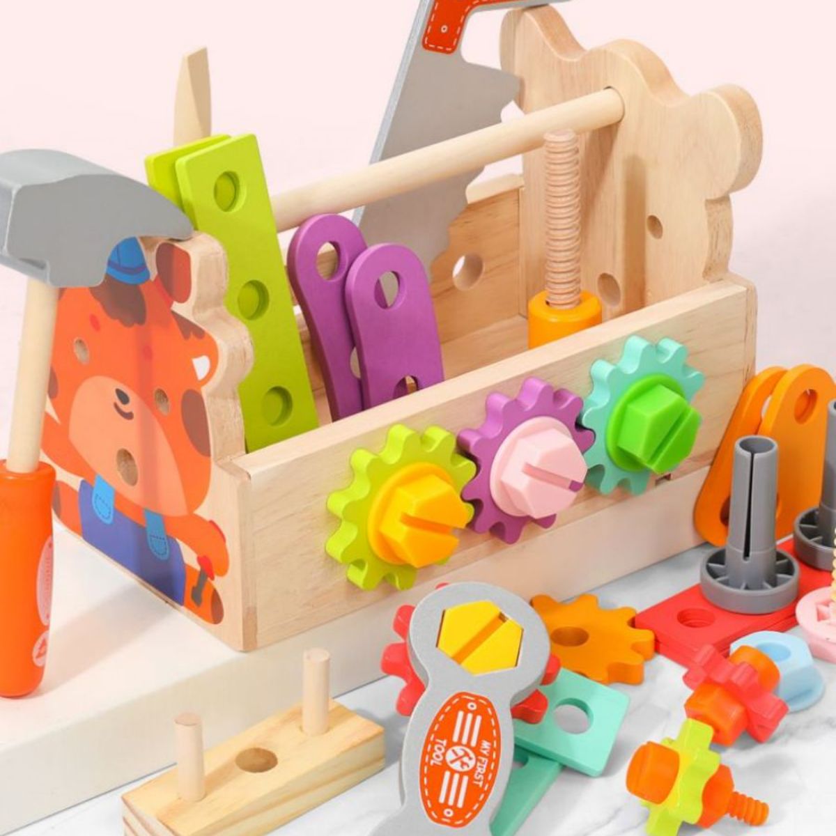 Multi functional toolbox suitable for children aged 3 to 6