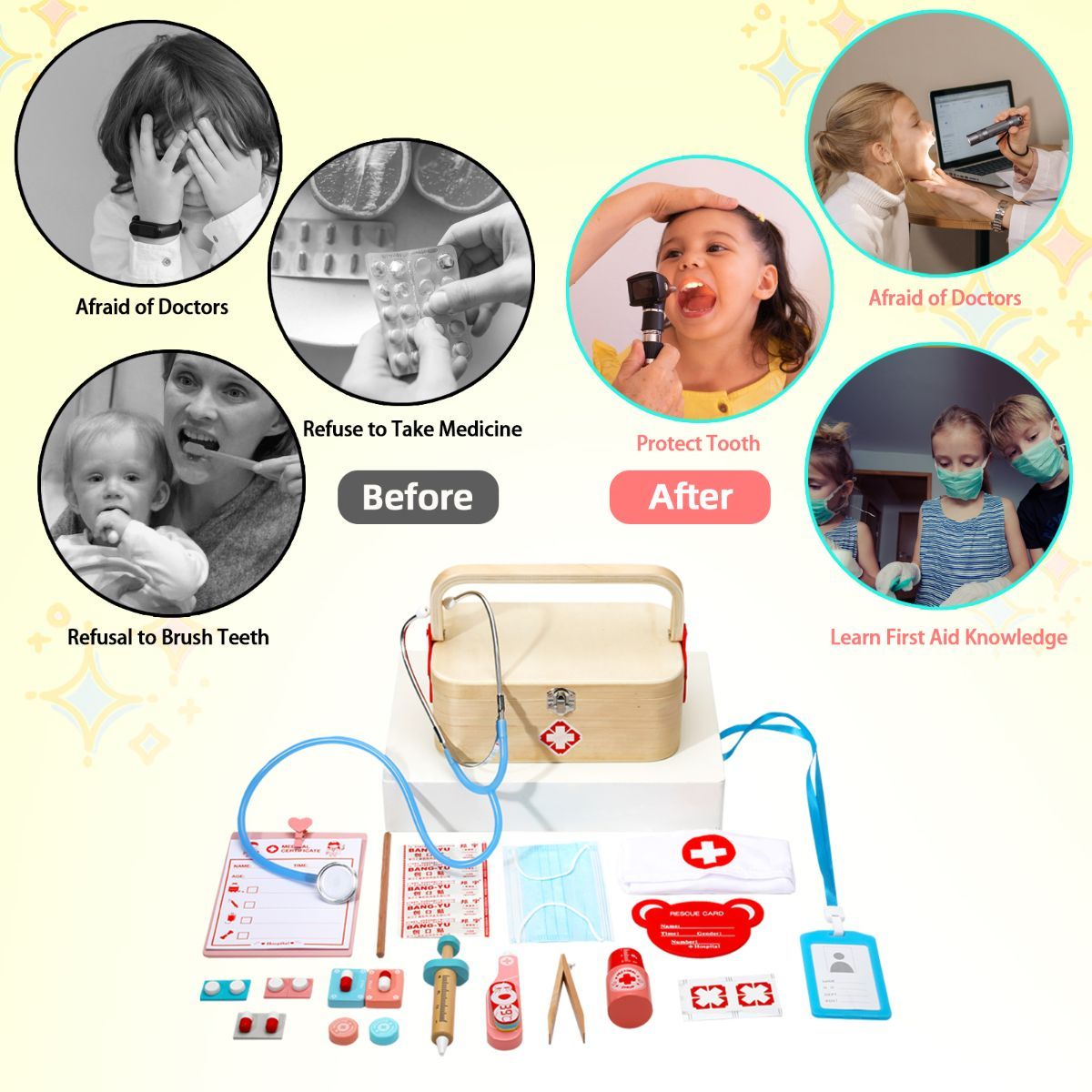 Role-play doctor toy set.