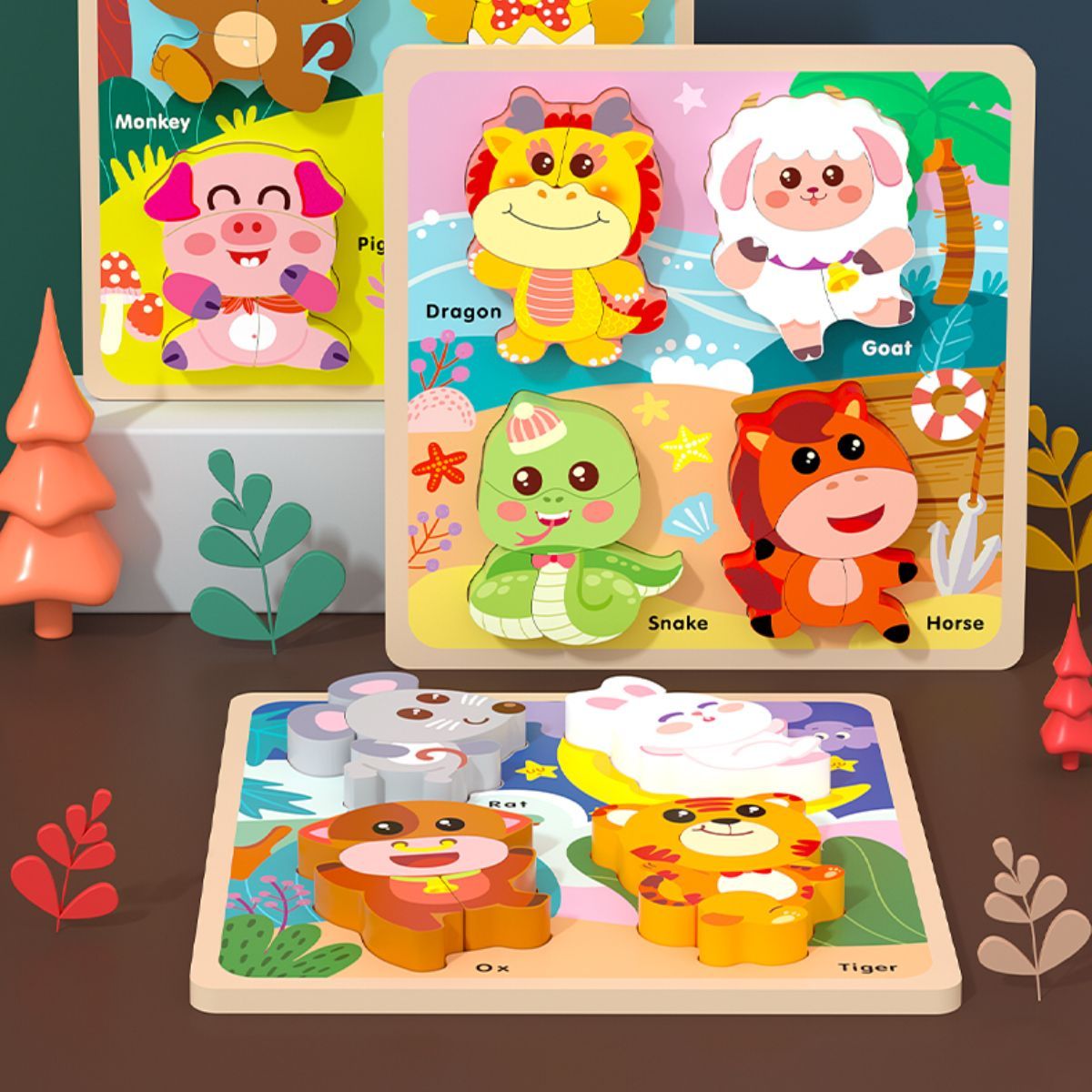 Educational puzzles suitable for children aged 1 to 3 years.