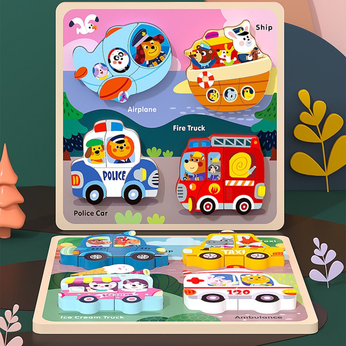 Educational puzzles suitable for children aged 1 to 3 years.