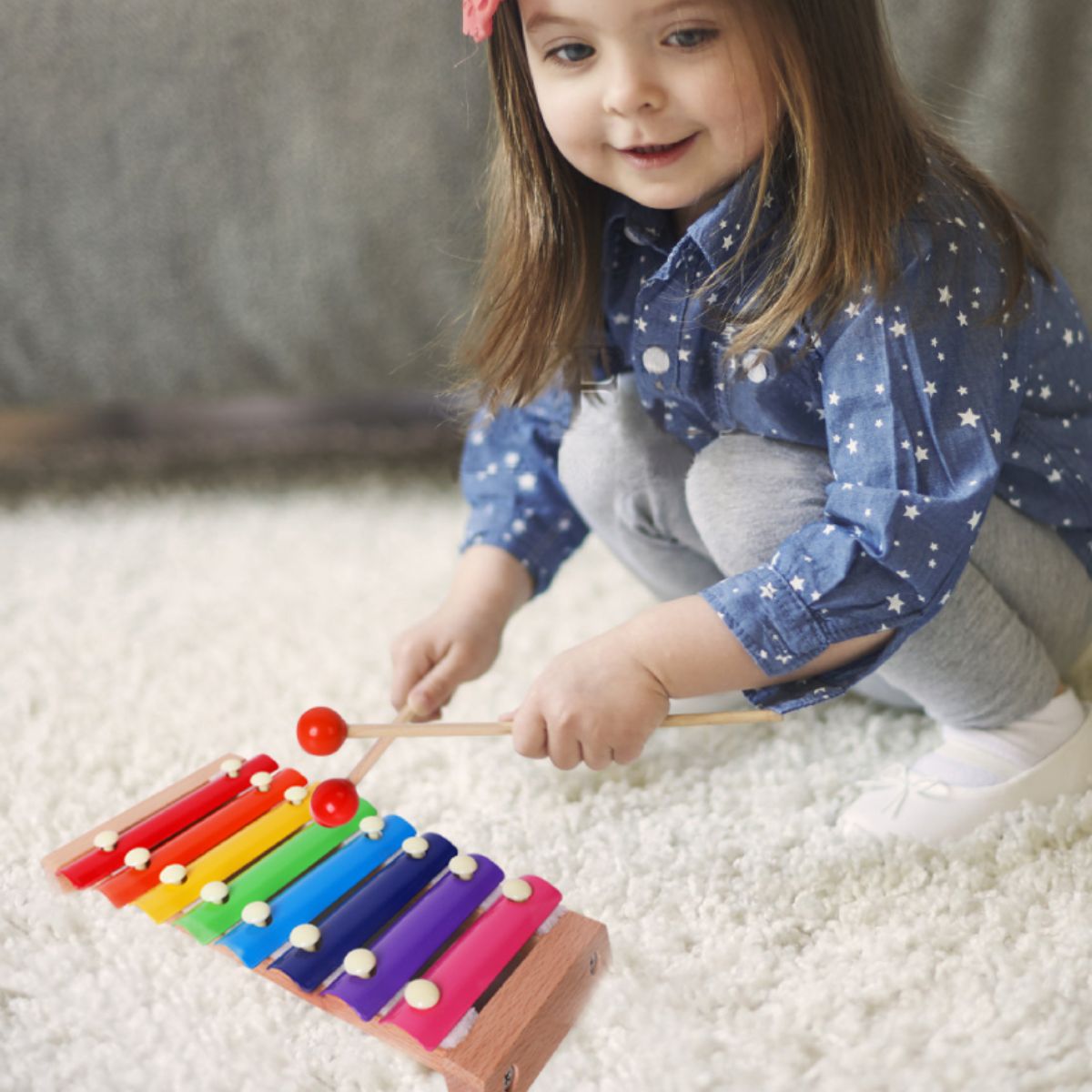 Wooden key for children with eight tones.
