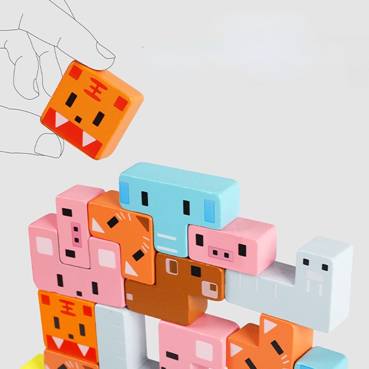 Balanced animal stacking toys, suitable for children aged 1 to 5 years.