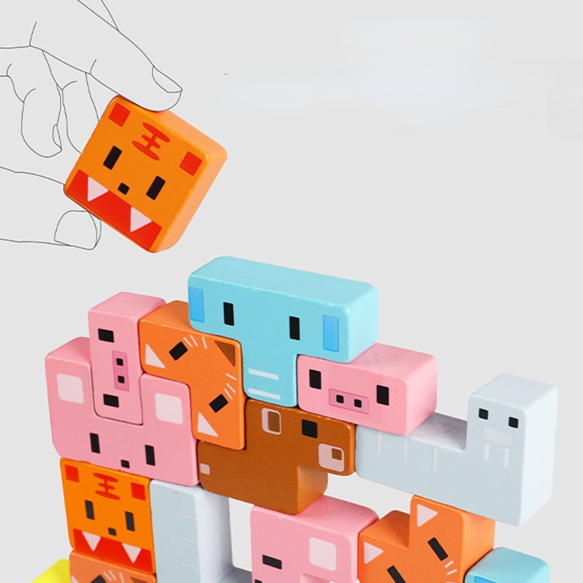 Balanced animal stacking toys, suitable for children aged 1 to 5 years.