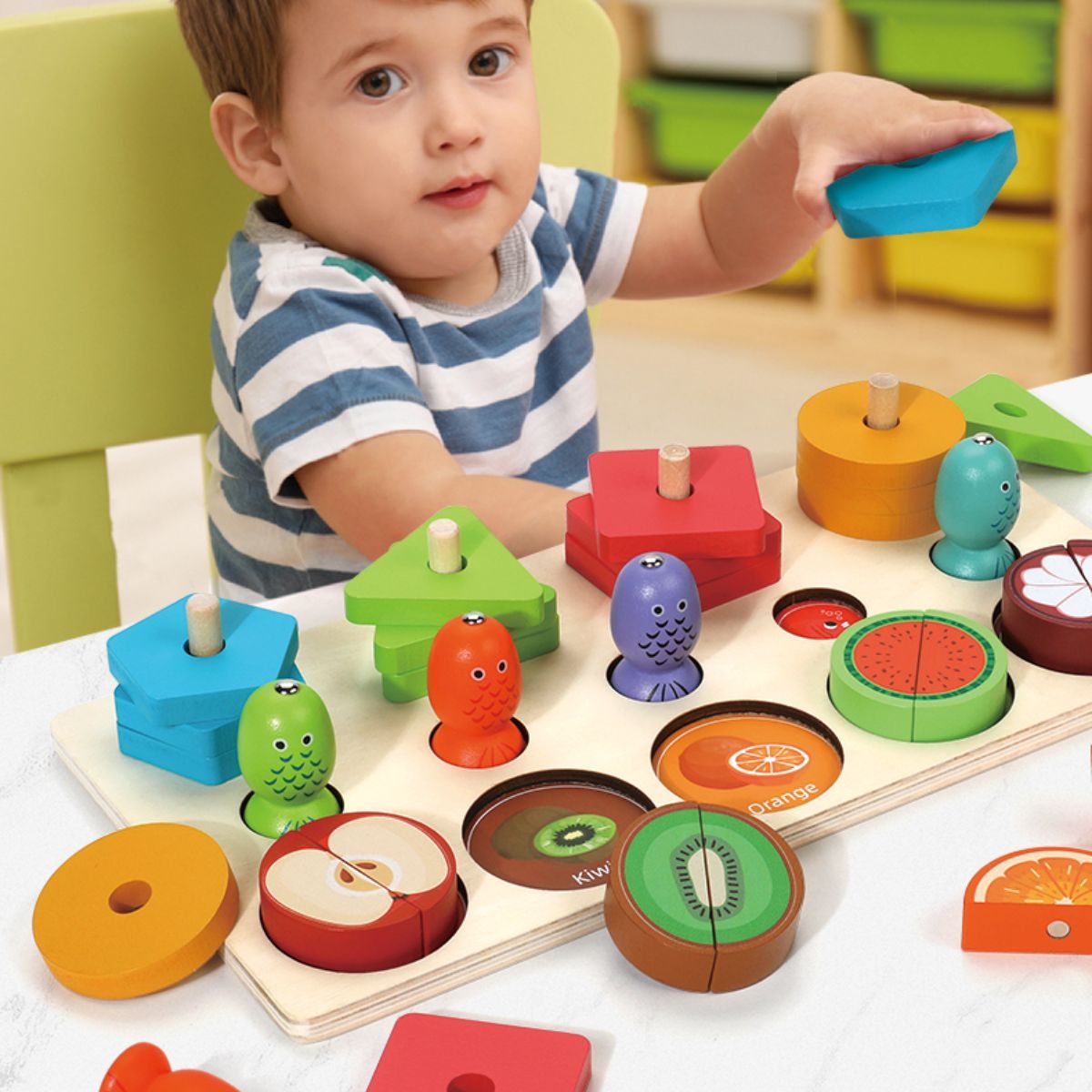 Multi-functional magnetic fruit set.