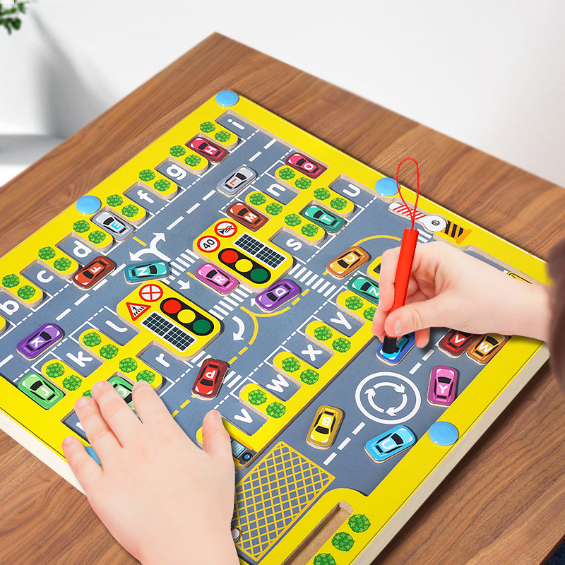 Educational Wooden Letter Matching Magnetic Maze Toy