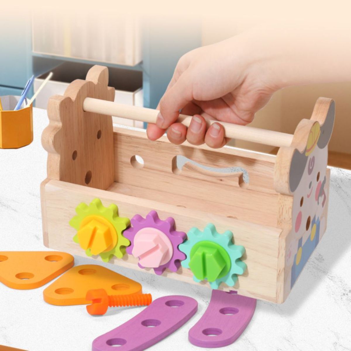 Multi functional toolbox suitable for children aged 3 to 6