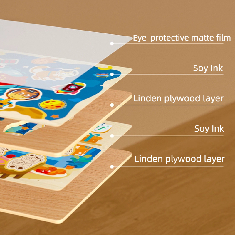 Wooden Puzzle Board with Handle – 8 Themed Pattern Options for Kids’ Learning & Play
